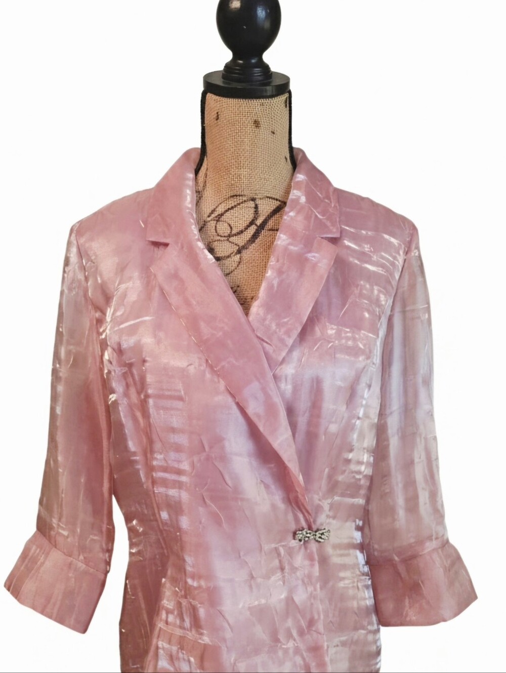 Women's Pink Satin Blazer Jacket/ Size Large